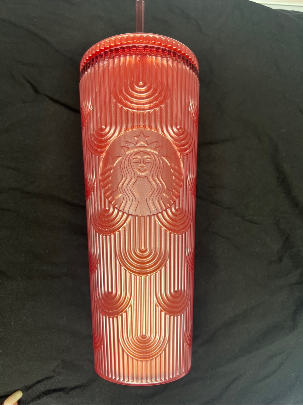 Starbucks Metallic Pink Patterned Tumbler with Straw